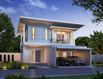 รับสร้างบ้าน, แบบบ้าน ,modern style ,แบบบ้าน 2 ชั้น,MO-H2-27001.10
